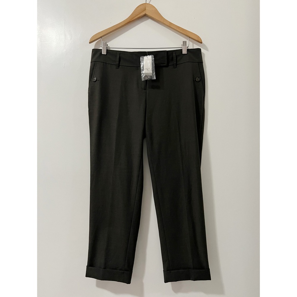 Ann Taylor Loft Womens Size 10 Olive Cuffed Straight Leg Dress Pants NWT